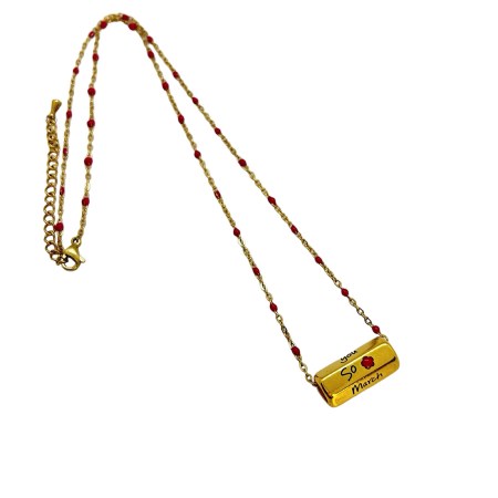 necklace steeil gold red beads and washer march2